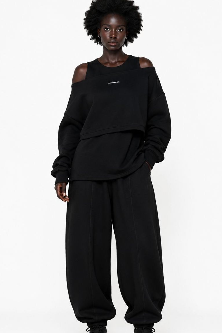 Ensemble jogging noir épaules dénudées Assawoman