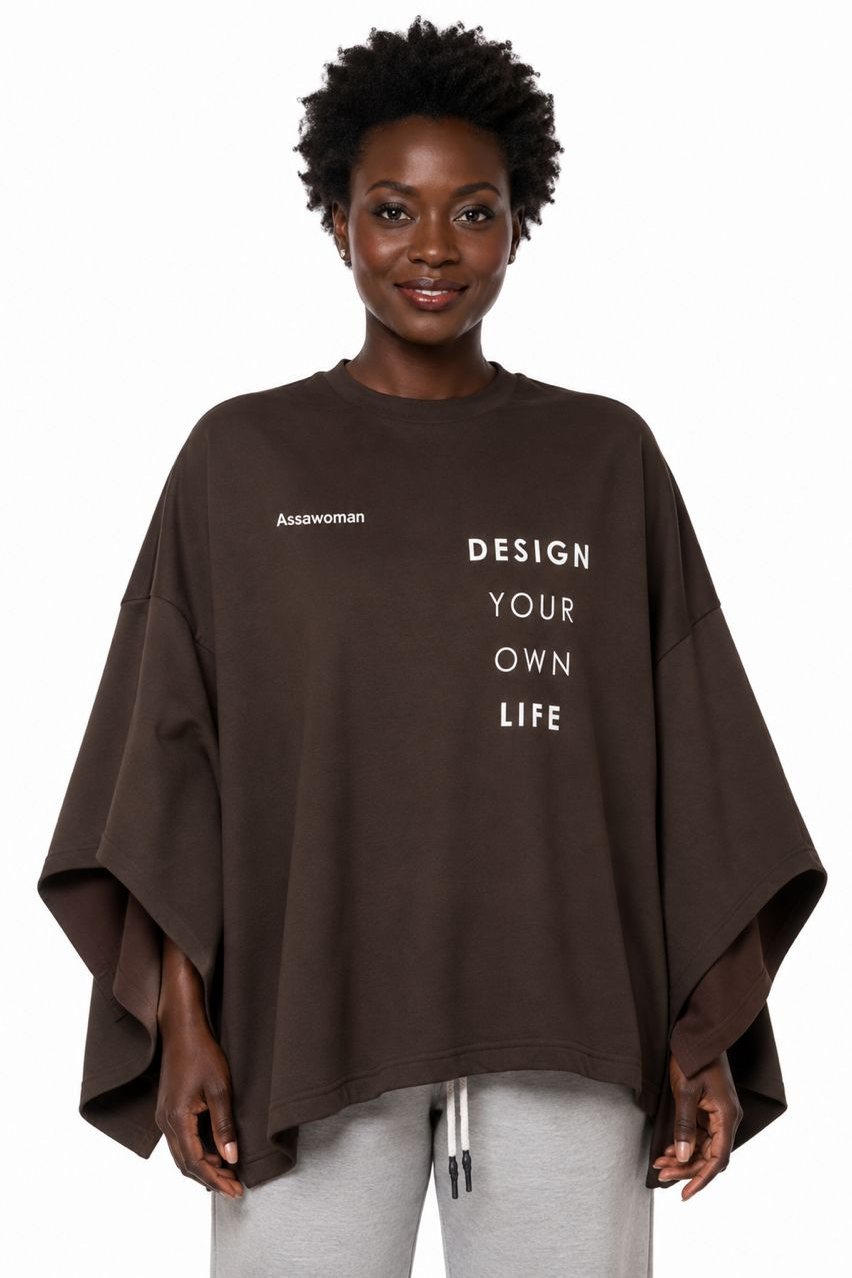 T-shirt oversize marron Assawoman « Design your own life »